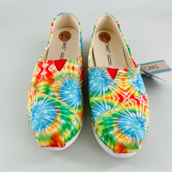 TOMS Women's Canvas Alpargata Slip On Flats Tie Dye Size 7.5 - Picture 2 of 7